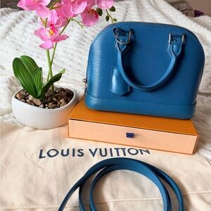 Louis Vuitton Teal Blue Alma BB Epi Leather